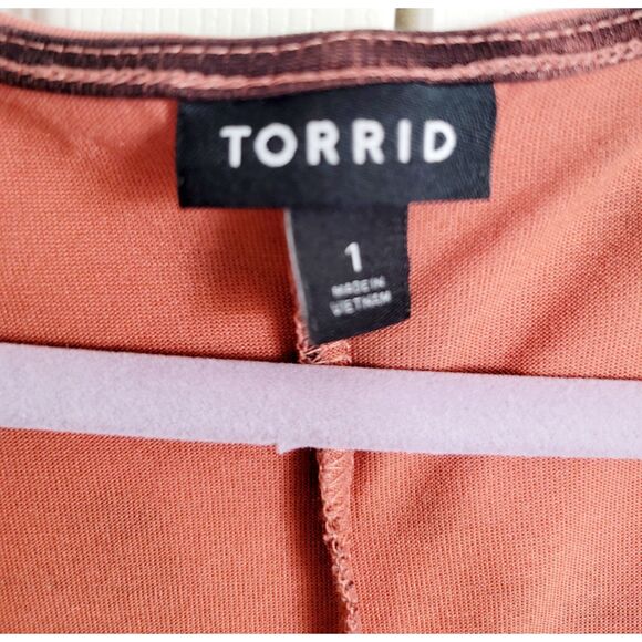 Torrid Super Soft 1 Shirt Women Tie Dye Cupro Tie Front Knit Top 1X NEW - Picture 6 of 6